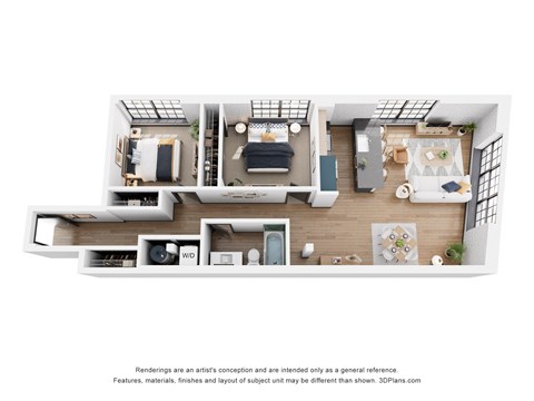 Floor plan for 2 beds, 1 bath, 1014 sqft
